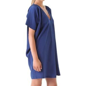 Vince silk mini dress women's small navy blue 100% silk V neck